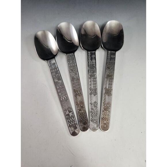 Cambridge AZTEC Set 4 Soup Spoons Stainless Steel Korea Retired Cutlery Flatware - Picture 1 of 7
